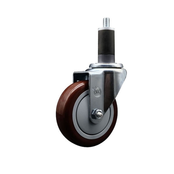 4'' Maroon Poly Wheel Swivel 1-1/4'' Expanding Stem Caster